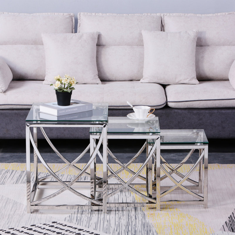 Ivy Bronx Dequay Glass nesting coffee table Living Room Table Cocktail Table Wayfair Canada